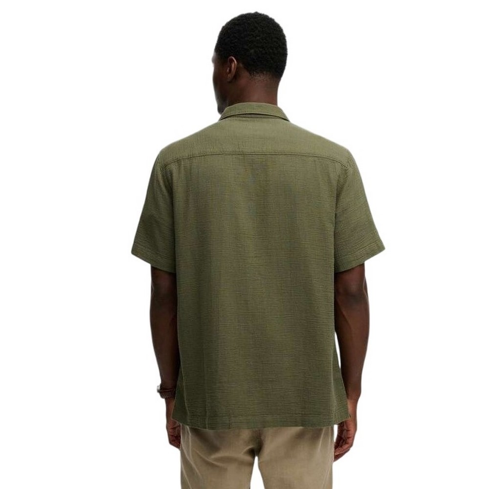 SUPERDRY D2 STUD MERCHANT TEXTURED S/S SHIRT ΠΟΥΚΑΜΙΣΟ ΑΝΔΡΙΚΟ MILITARY GREEN