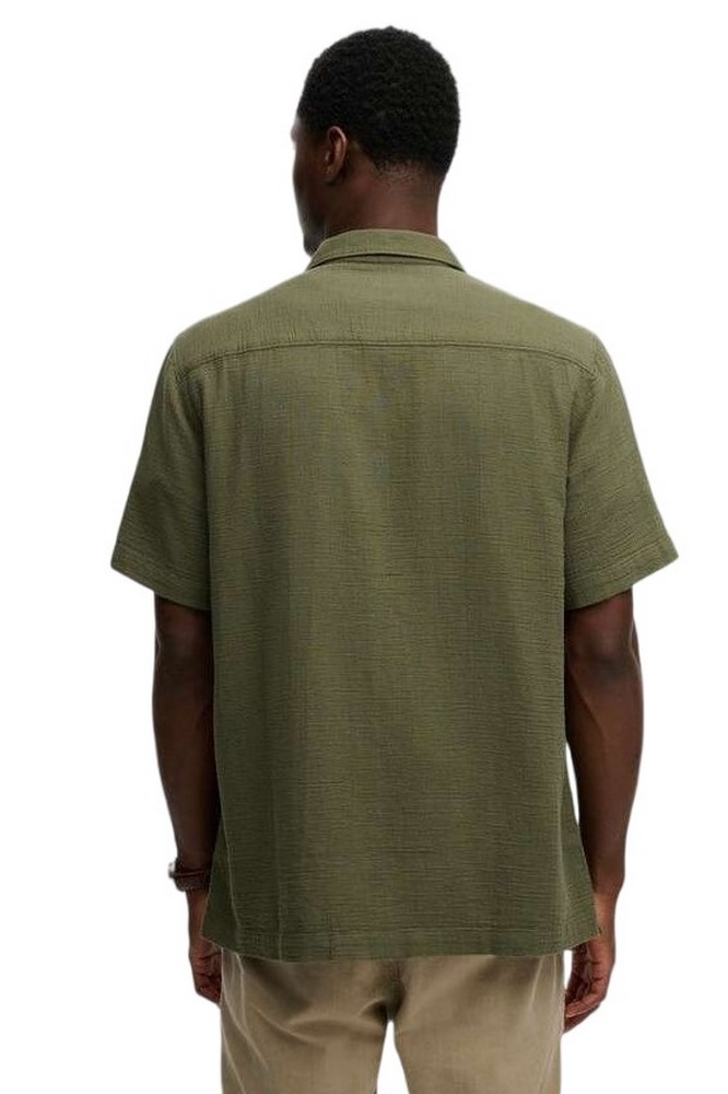 SUPERDRY D2 STUD MERCHANT TEXTURED S/S SHIRT ΠΟΥΚΑΜΙΣΟ ΑΝΔΡΙΚΟ MILITARY GREEN