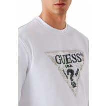 GUESS TRIANGLE CN SWEATSHIRT ΦΟΥΤΕΡ ΑΝΔΡΙΚΟ WHITE