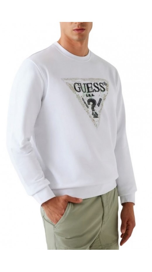 GUESS TRIANGLE CN SWEATSHIRT ΦΟΥΤΕΡ ΑΝΔΡΙΚΟ WHITE