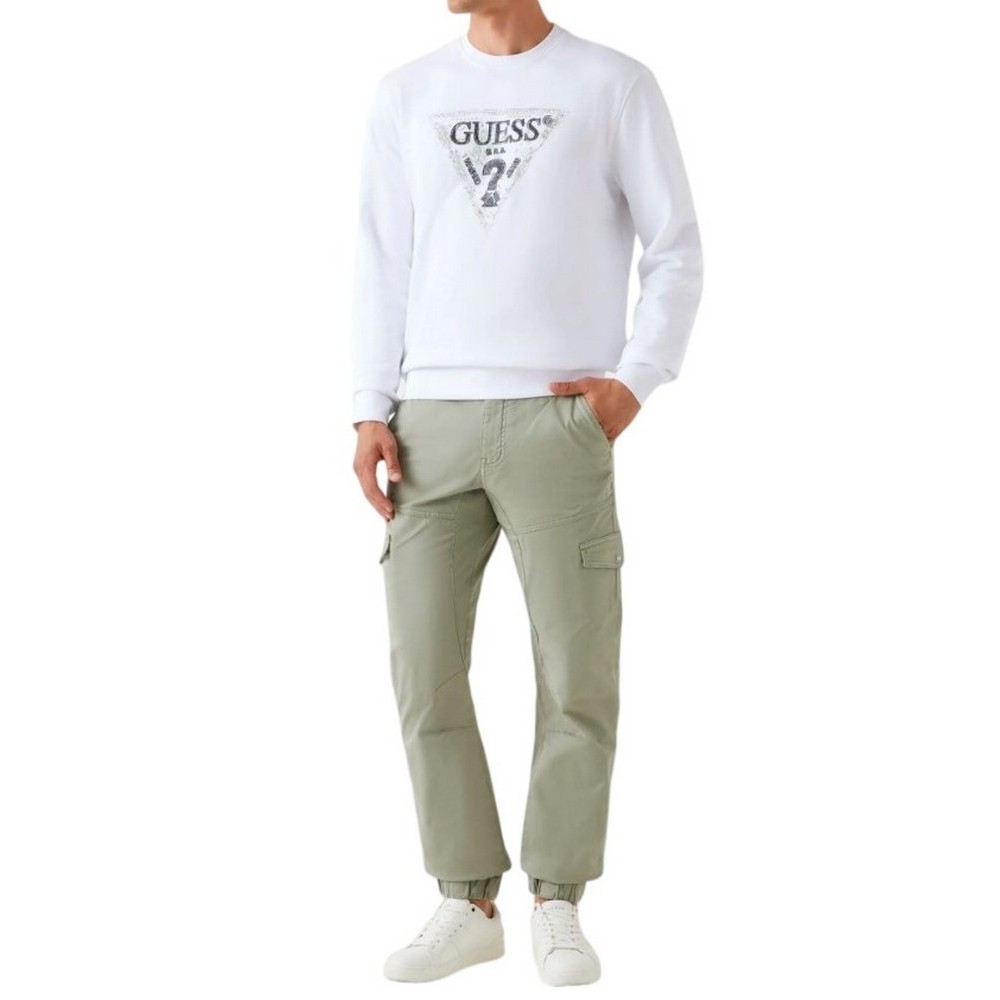 GUESS TRIANGLE CN SWEATSHIRT ΦΟΥΤΕΡ ΑΝΔΡΙΚΟ WHITE
