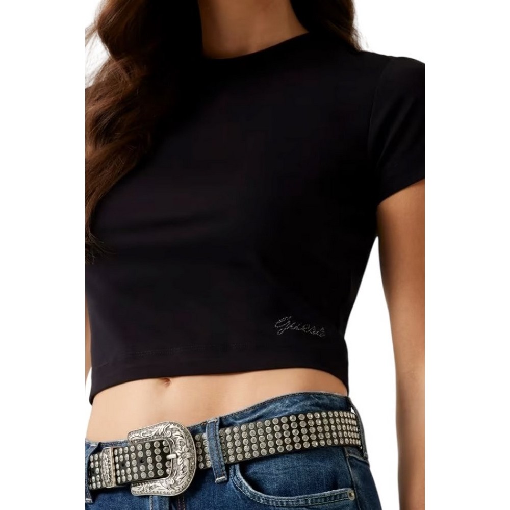 GUESS BASIC MINI LOGO T-SHIRT ΜΠΛΟΥΖΑ ΓΥΝΑΙΚΕΙΑ BLACK