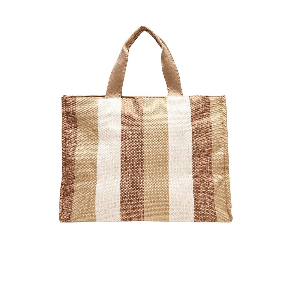 LIU JO SOFT TOTE STRIPED CANVAS ΤΣΑΝΤΑ ΓΥΝΑΙΚΕΙΑ BEIGE/KHAKI