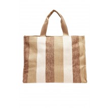 LIU JO SOFT TOTE STRIPED CANVAS ΤΣΑΝΤΑ ΓΥΝΑΙΚΕΙΑ BEIGE/KHAKI