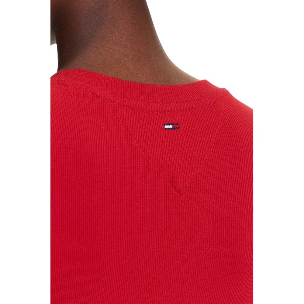 TOMMY JEANS  SLIM SH TOMMY NY RIB TEE T-SHIRT ΜΠΛΟΥΖΑ ΓΥΝΑΙΚΕΙΑ RED