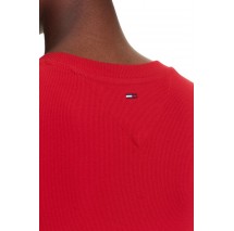 TOMMY JEANS  SLIM SH TOMMY NY RIB TEE T-SHIRT ΜΠΛΟΥΖΑ ΓΥΝΑΙΚΕΙΑ RED