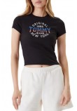 TOMMY JEANS  SLIM SH TOMMY NY RIB TEE T-SHIRT ΜΠΛΟΥΖΑ ΓΥΝΑΙΚΕΙΑ BLACK
