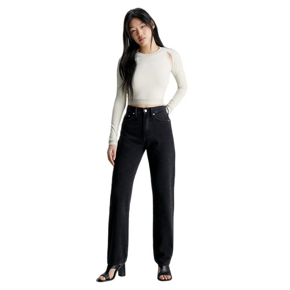 CALVIN KLEIN JEANS HIGH RISE STRAIGHT ΠΑΝΤΕΛΟΝΙ ΓΥΝΑΙΚΕΙΟ BLACK