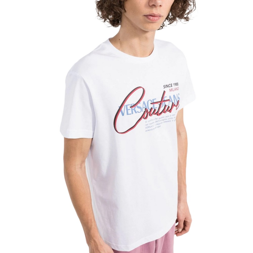 T-SHIRT PRINTED LOGO ΑΝΔΡΙΚΟ VERSACE JEANS COUTURE WHITE T-SHIRT PRINTED LOGO ΑΝΔΡΙΚΟ VERSACE JEANS COUTURE WHITE
