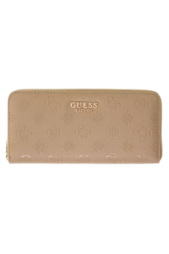 GUESS ELLA LOGO SLG LRG ZIP AROUND ΠΟΡΤΟΦΟΛΙ ΓΥΝΑΙΚΕΙΟ BEIGE