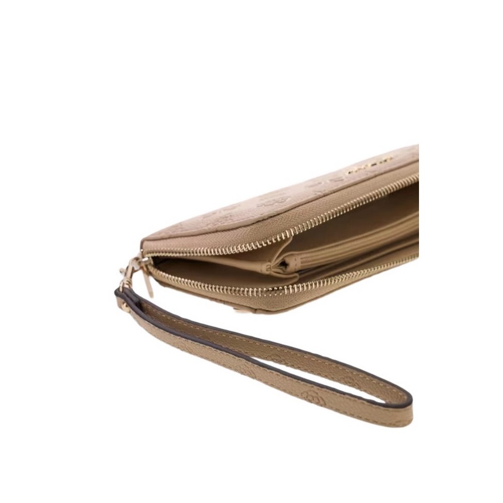GUESS ELLA LOGO SLG LRG ZIP AROUND ΠΟΡΤΟΦΟΛΙ ΓΥΝΑΙΚΕΙΟ BEIGE