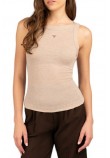 GUESS TINA RIBS TANK TOP ΜΠΛΟΥΖΑ ΓΥΝΑΙΚΕΙΑ BEIGE