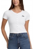 GUESS JEANS SL CN SNAP EMBRO T-SHIRT ΜΠΛΟΥΖΑ ΓΥΝΑΙΚΕΙΑ WHITE