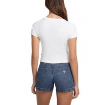 GUESS JEANS SL CN SNAP EMBRO T-SHIRT ΜΠΛΟΥΖΑ ΓΥΝΑΙΚΕΙΑ WHITE