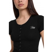 GUESS JEANS SL CN SNAP EMBRO T-SHIRT ΜΠΛΟΥΖΑ ΓΥΝΑΙΚΕΙΑ BLACK