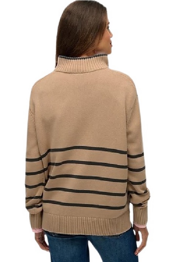 SUPERDRY D3 STUD KNIT ZIP UP HENLEY ΜΠΛΟΥΖΑ ΠΛΕΚΤΗ ΓΥΝΑΙΚΕΙΑ BEIGE
