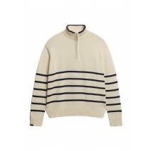 SUPERDRY D3 STUD KNIT ZIP UP HENLEY ΜΠΛΟΥΖΑ ΠΛΕΚΤΗ ΓΥΝΑΙΚΕΙΑ OFF WHITE