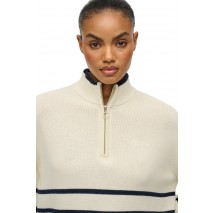 SUPERDRY D3 STUD KNIT ZIP UP HENLEY ΜΠΛΟΥΖΑ ΠΛΕΚΤΗ ΓΥΝΑΙΚΕΙΑ OFF WHITE