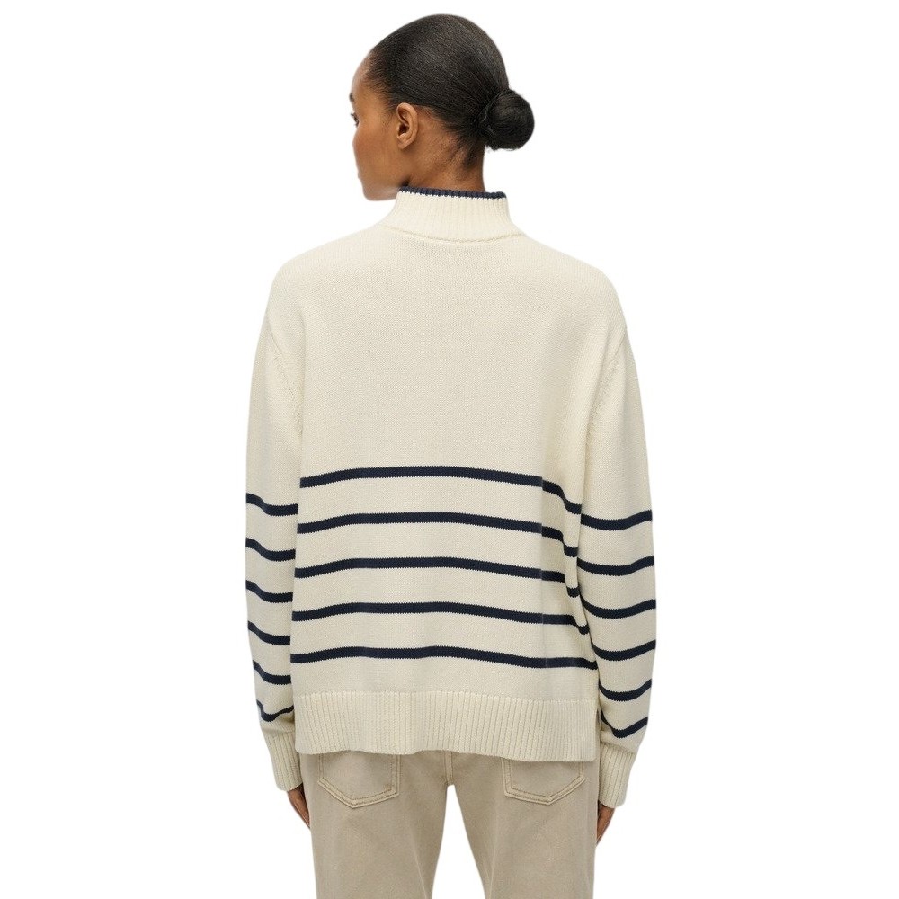 SUPERDRY D3 STUD KNIT ZIP UP HENLEY ΜΠΛΟΥΖΑ ΠΛΕΚΤΗ ΓΥΝΑΙΚΕΙΑ OFF WHITE