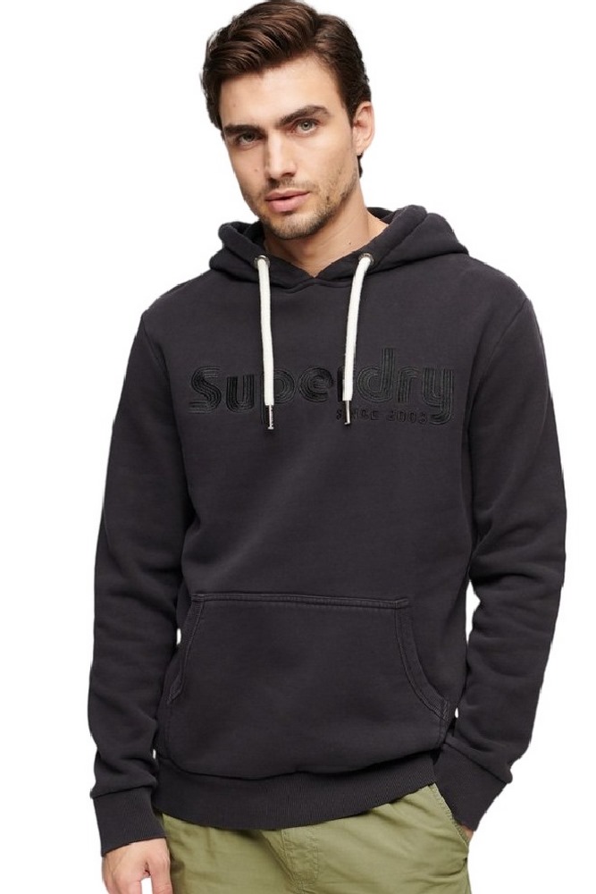 SUPERDRY TERRAIN LOGO OVERDYED HOODIE ΜΠΛΟΥΖΑ ΦΟΥΤΕΡ ΑΝΔΡΙΚΗ BLACK