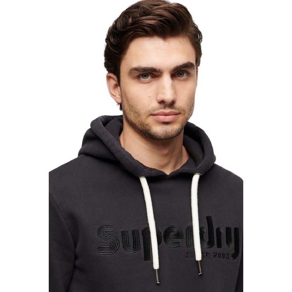 SUPERDRY TERRAIN LOGO OVERDYED HOODIE ΜΠΛΟΥΖΑ ΦΟΥΤΕΡ ΑΝΔΡΙΚΗ BLACK