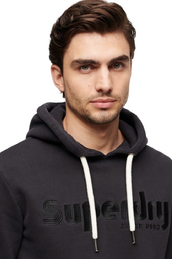 SUPERDRY TERRAIN LOGO OVERDYED HOODIE ΜΠΛΟΥΖΑ ΦΟΥΤΕΡ ΑΝΔΡΙΚΗ BLACK