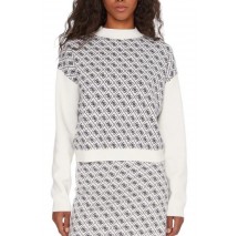 GUESS LS MN AUBREY 4G SWTR ΜΠΛΟΥΖΑ ΠΛΕΚΤΗ ΓΥΝΑΙΚΕΙΑ WHITE/BLACK