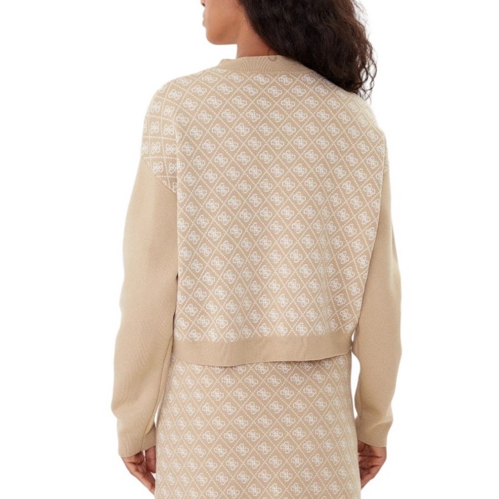 GUESS LS MN AUBREY 4G SWTR ΜΠΛΟΥΖΑ ΠΛΕΚΤΗ ΓΥΝΑΙΚΕΙΑ BEIGE