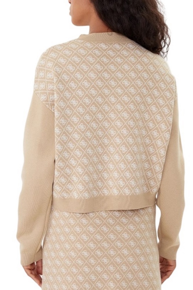 GUESS LS MN AUBREY 4G SWTR ΜΠΛΟΥΖΑ ΠΛΕΚΤΗ ΓΥΝΑΙΚΕΙΑ BEIGE