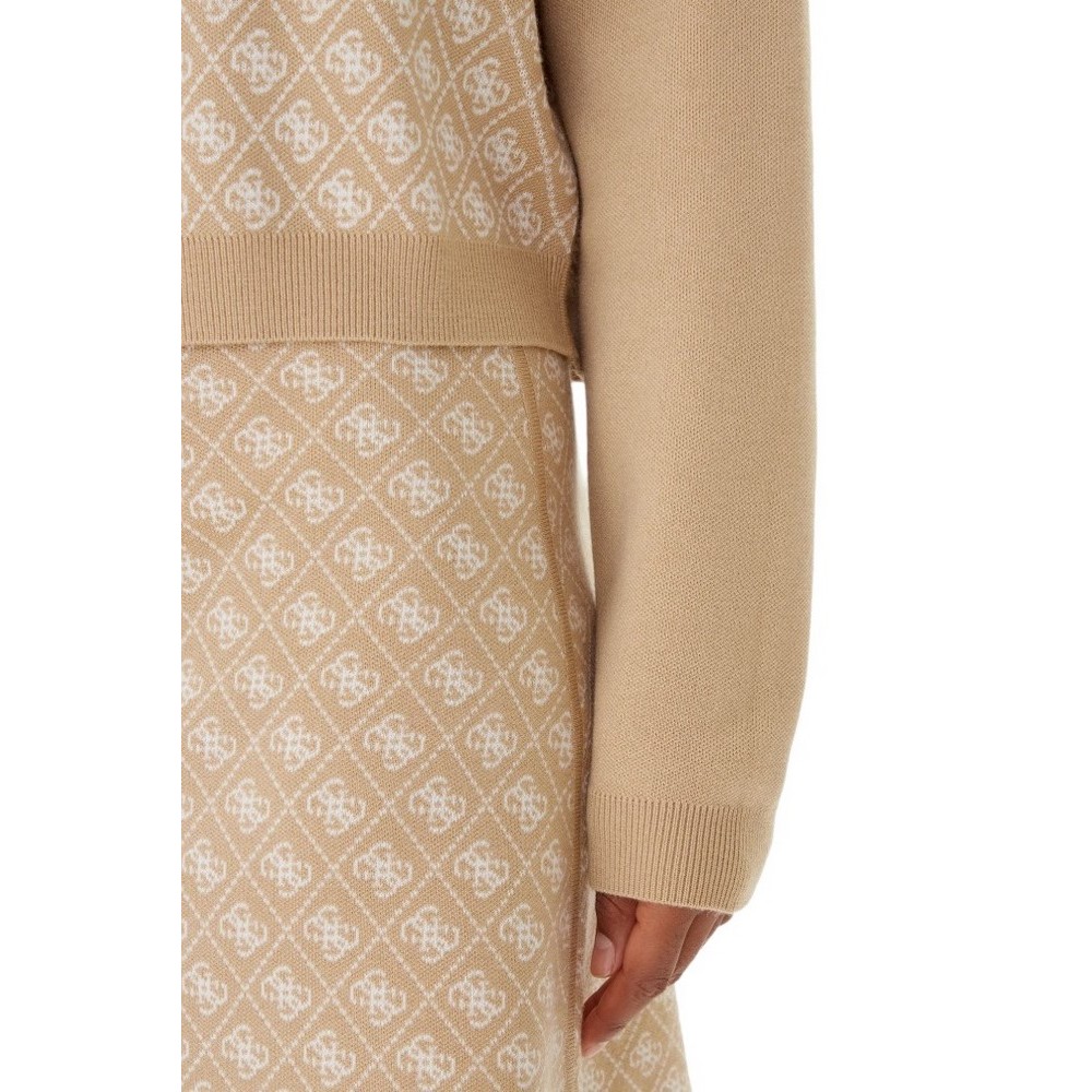 GUESS LS MN AUBREY 4G SWTR ΜΠΛΟΥΖΑ ΠΛΕΚΤΗ ΓΥΝΑΙΚΕΙΑ BEIGE