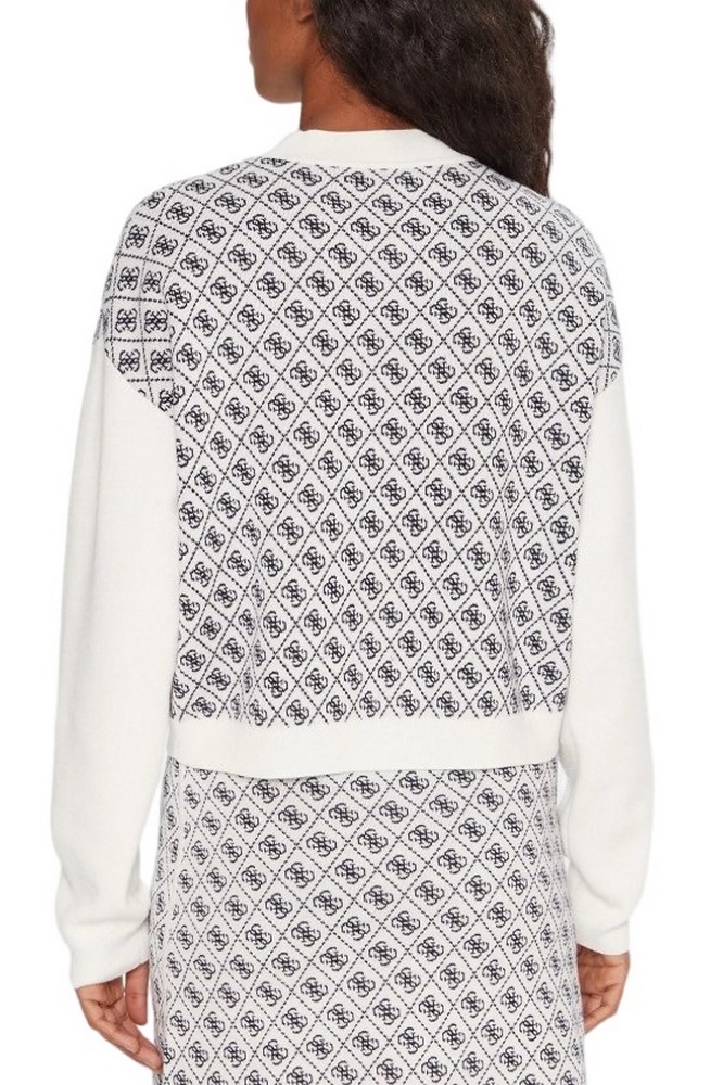 GUESS LS MN AUBREY 4G SWTR ΜΠΛΟΥΖΑ ΠΛΕΚΤΗ ΓΥΝΑΙΚΕΙΑ WHITE/BLACK