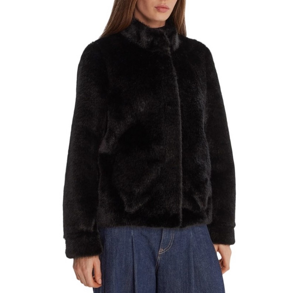 GUESS LUNA FAUX FUR JACKET ΠΑΛΤΟ ΓΟΥΝΑΚΙ ΓΥΝΑΙΚΕΙΟ BLACK