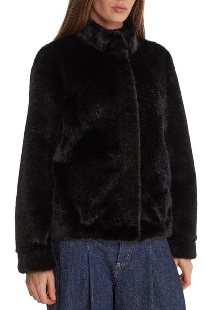 GUESS LUNA FAUX FUR JACKET ΠΑΛΤΟ ΓΟΥΝΑΚΙ ΓΥΝΑΙΚΕΙΟ BLACK