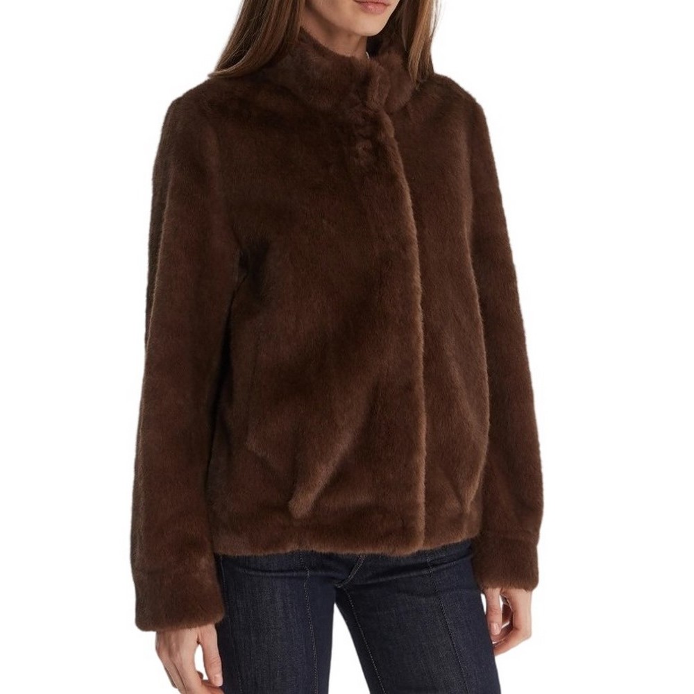 GUESS LUNA FAUX FUR JACKET ΠΑΛΤΟ ΓΟΥΝΑΚΙ ΓΥΝΑΙΚΕΙΟ BROWN