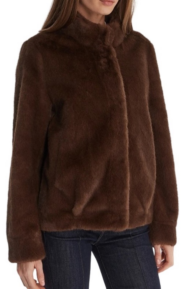 GUESS LUNA FAUX FUR JACKET ΠΑΛΤΟ ΓΟΥΝΑΚΙ ΓΥΝΑΙΚΕΙΟ BROWN
