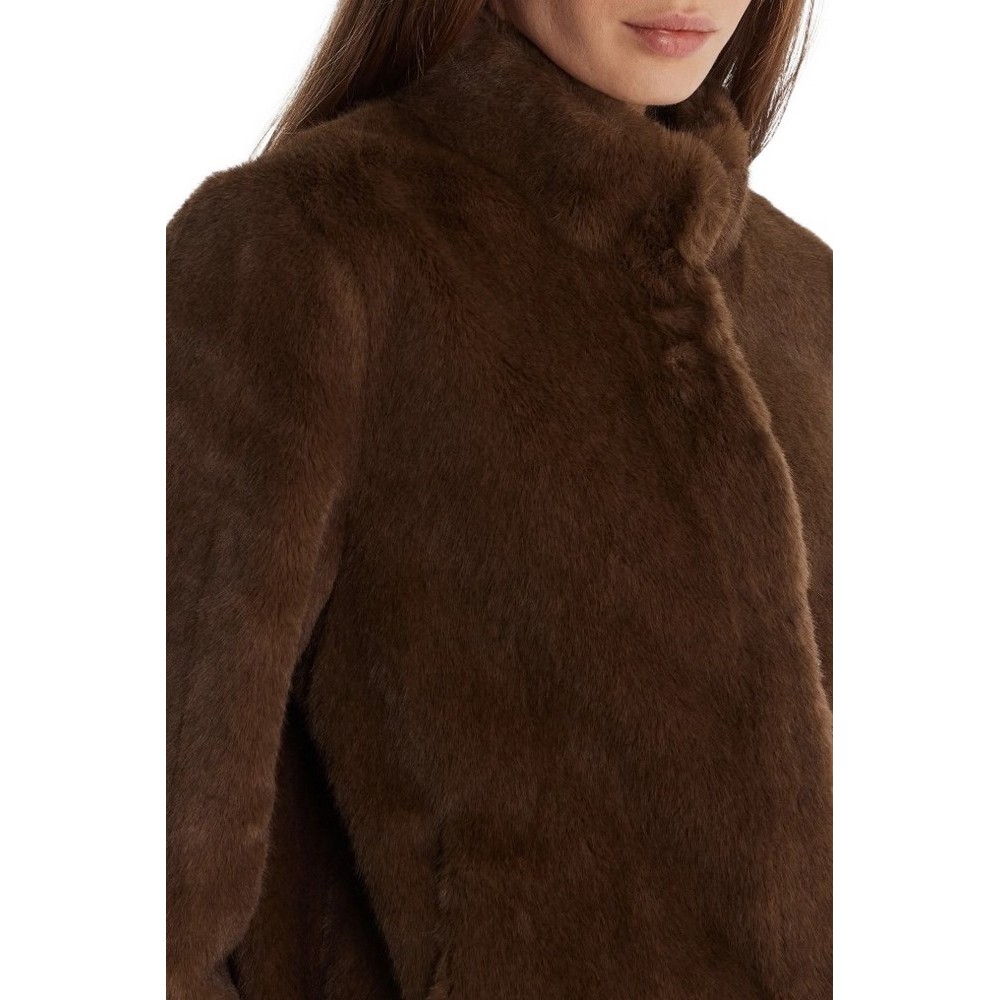 GUESS LUNA FAUX FUR JACKET ΠΑΛΤΟ ΓΟΥΝΑΚΙ ΓΥΝΑΙΚΕΙΟ BROWN
