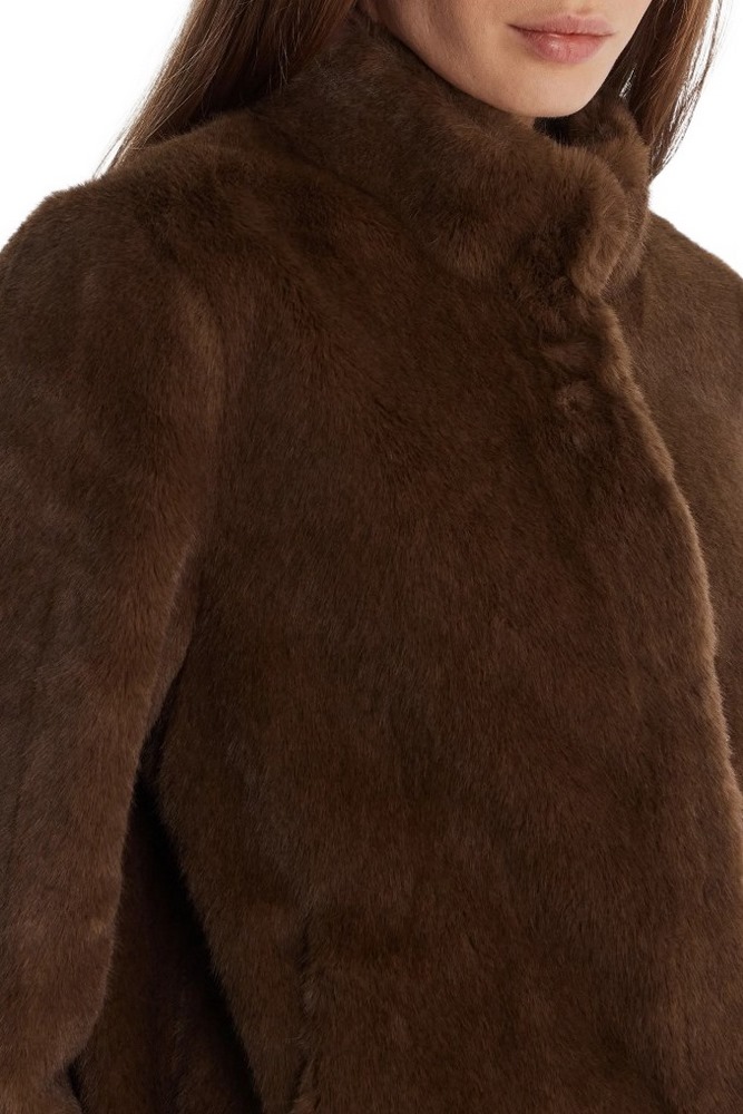 GUESS LUNA FAUX FUR JACKET ΠΑΛΤΟ ΓΟΥΝΑΚΙ ΓΥΝΑΙΚΕΙΟ BROWN