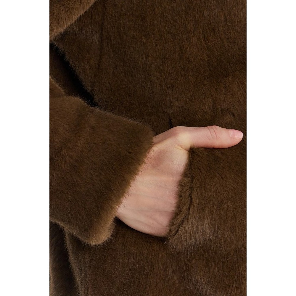 GUESS LUNA FAUX FUR JACKET ΠΑΛΤΟ ΓΟΥΝΑΚΙ ΓΥΝΑΙΚΕΙΟ BROWN