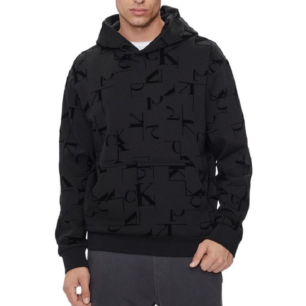 CALVIN KLEIN JEANS CK AOP HOODIE ΦΟΥΤΕΡ ΑΝΔΡΙΚΟ BLACK