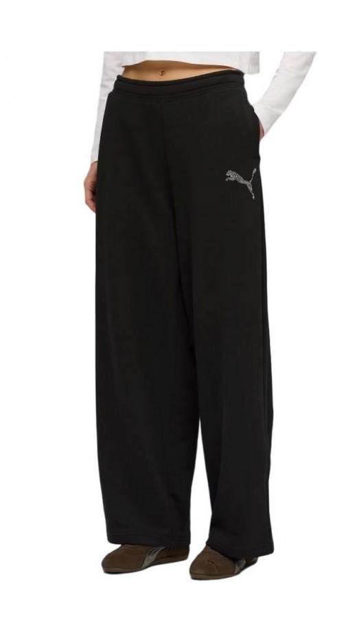 PUMA ESS GRAPHIC LEO LUXE BEDAZZLED SLOUCHY PANTS ΦΟΡΜΑ ΠΑΝΤΕΛΟΝΙ ΓΥΝΑΙΚΕΙΟ BLACK