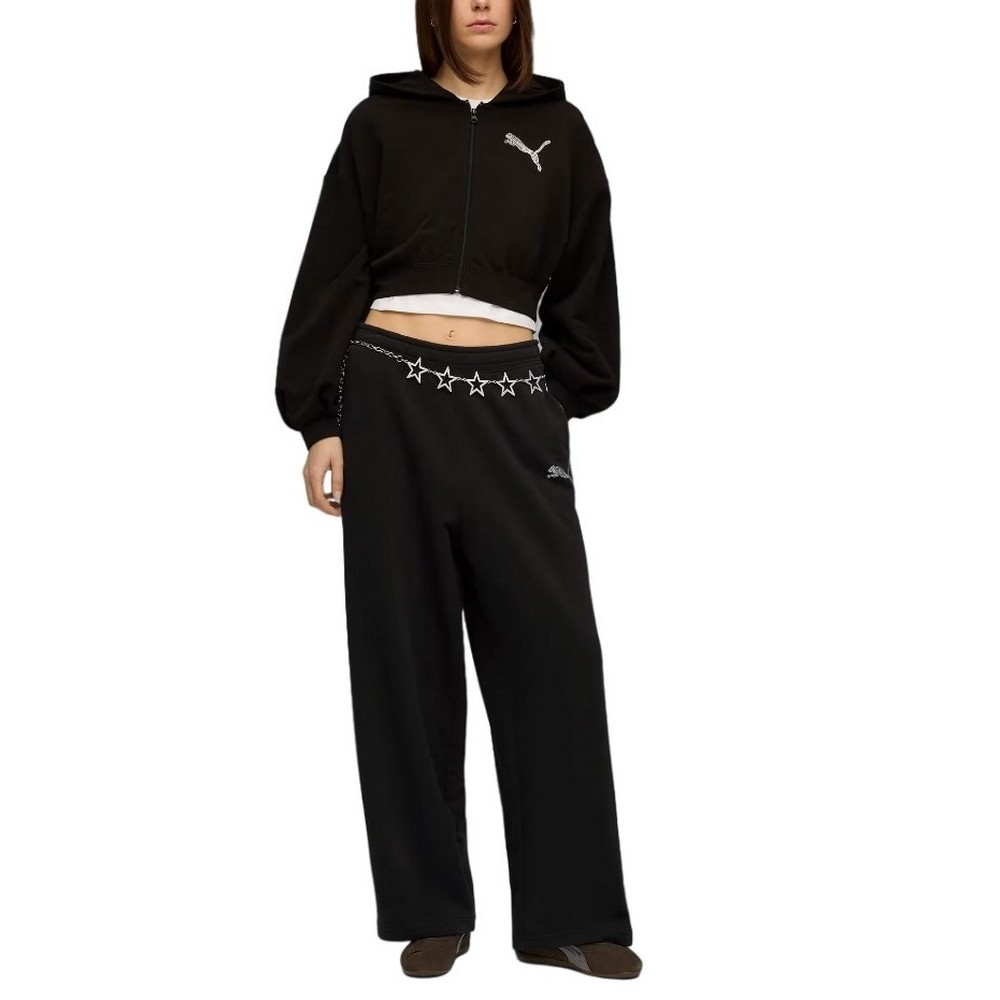 PUMA ESS GRAPHIC LEO LUXE BEDAZZLED SLOUCHY PANTS ΦΟΡΜΑ ΠΑΝΤΕΛΟΝΙ ΓΥΝΑΙΚΕΙΟ BLACK