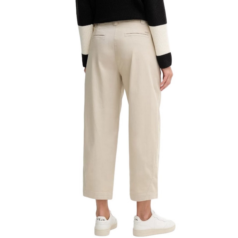 CALVIN KLEIN JEANS STRETCH COTTON TWILL BARREL LEG ΠΑΝΤΕΛΟΝΙ ΓΥΝΑΙΚΕΙΟ BEIGE