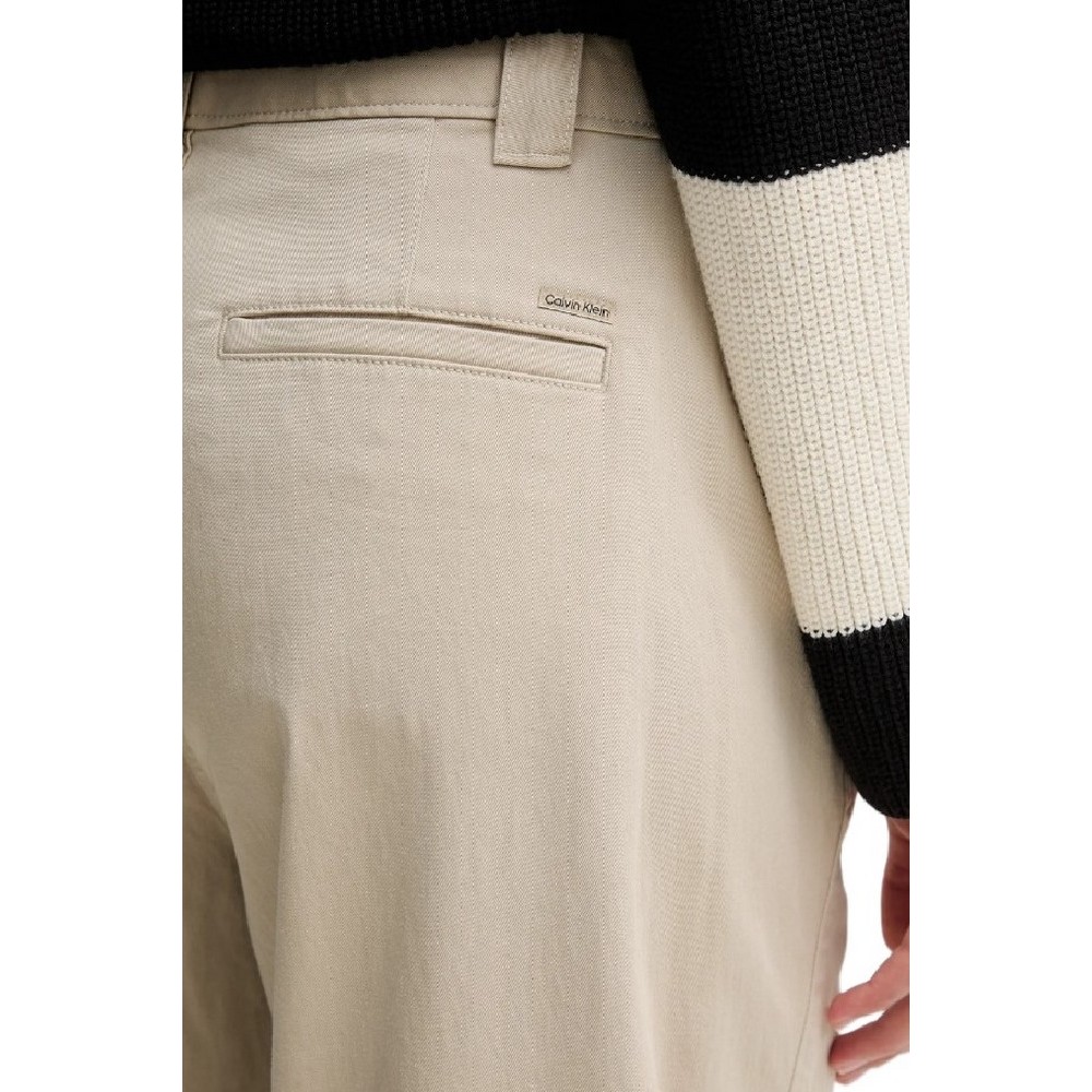 CALVIN KLEIN JEANS STRETCH COTTON TWILL BARREL LEG ΠΑΝΤΕΛΟΝΙ ΓΥΝΑΙΚΕΙΟ BEIGE