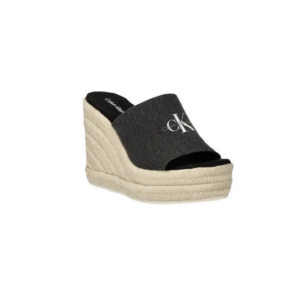 CALVIN KLEIN JEANS SLIDE WEDGE ROPE SANDAL ΠΛΑΤΦΟΡΜΑ ΓΥΝΑΙΚΕΙΑ BLACK