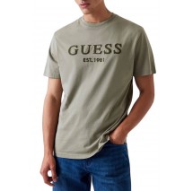 GUESS CN BOX LOGO TEE T-SHIRT ΜΠΛΟΥΖΑ ΑΝΔΡΙΚΗ KHAKI