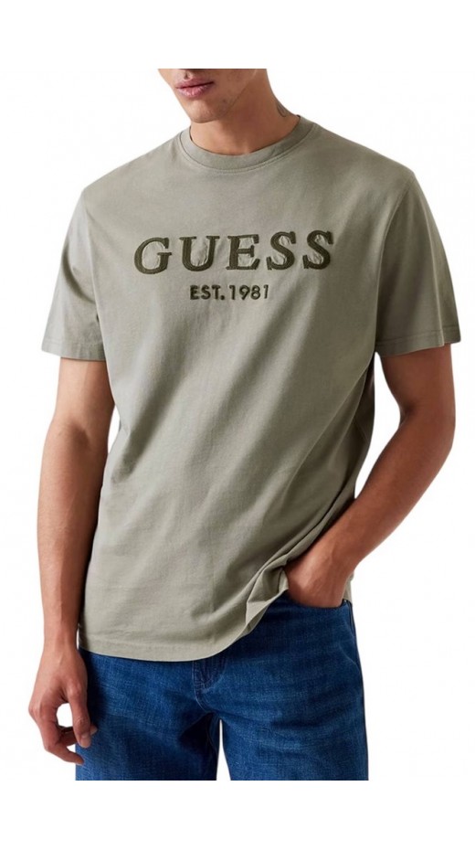 GUESS CN BOX LOGO TEE T-SHIRT ΜΠΛΟΥΖΑ ΑΝΔΡΙΚΗ KHAKI