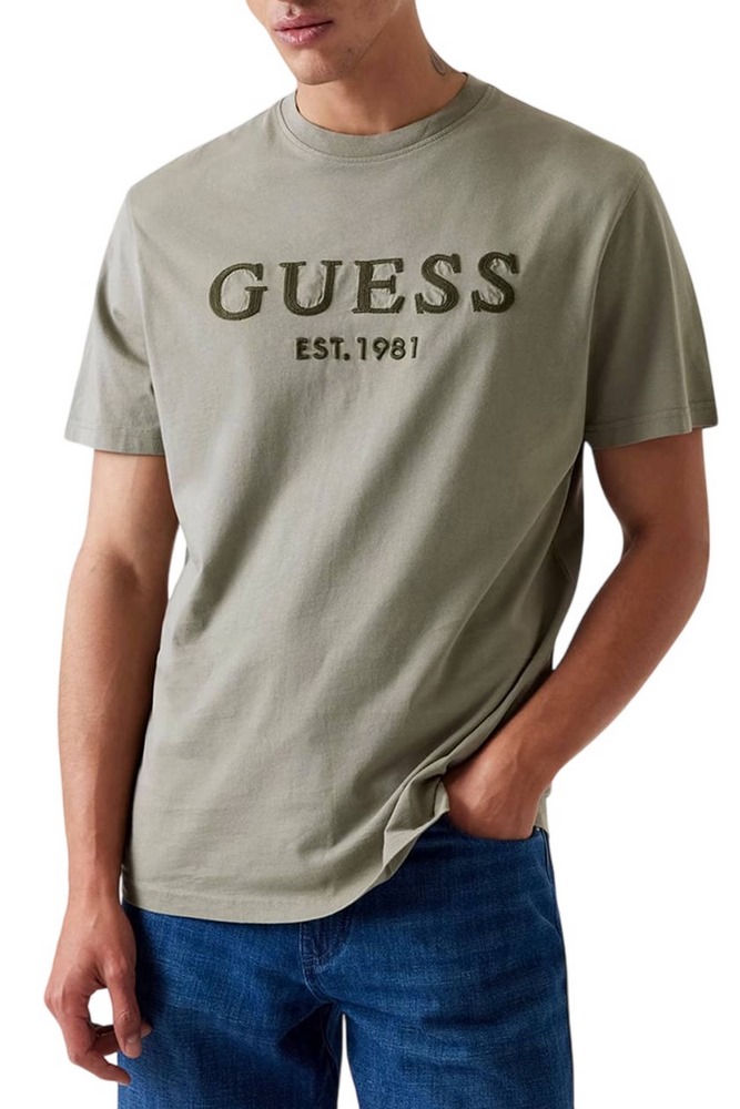 GUESS CN BOX LOGO TEE T-SHIRT ΜΠΛΟΥΖΑ ΑΝΔΡΙΚΗ KHAKI