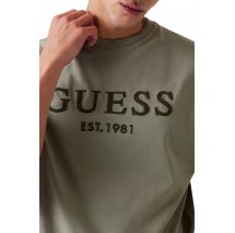 GUESS CN BOX LOGO TEE T-SHIRT ΜΠΛΟΥΖΑ ΑΝΔΡΙΚΗ KHAKI