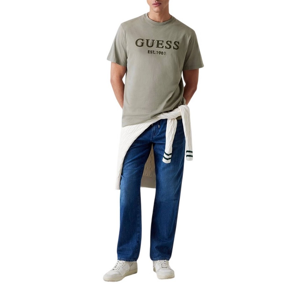 GUESS CN BOX LOGO TEE T-SHIRT ΜΠΛΟΥΖΑ ΑΝΔΡΙΚΗ KHAKI