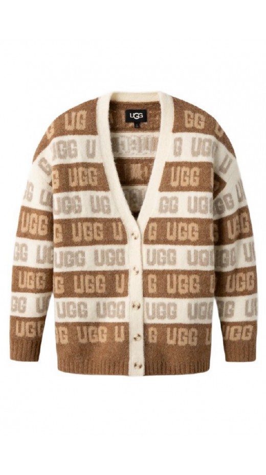 UGG GRAPHIC LOGO CARDIGAN BROWN